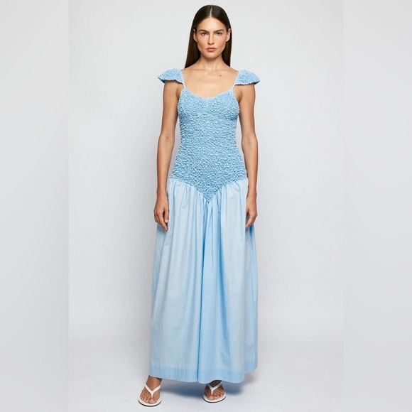 Swf Dresses & Skirts - S/W/F :CAP SLEEVE MOTTLED MAXI DRESS | SKY BLUE | SUSTAINABLE COTTON size S NWT